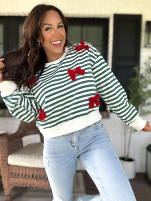 Everly Striped Bow Sweater