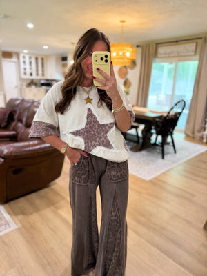 Kyleigh Leopard Lace Star Top - Ivory