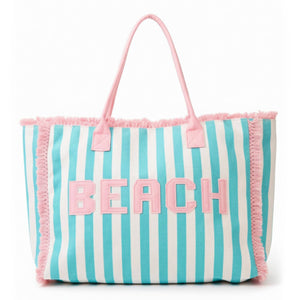 Beach Frayed Summer Tote Bag - Teal
