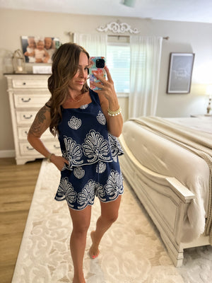 Daphne Embroidered Shorts - Navy