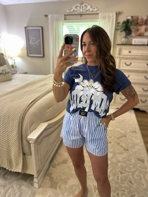 LuluMac Palmetto Tree Tee - China Blue