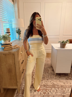 Ashlyn Contrast Piping Pants - Butter