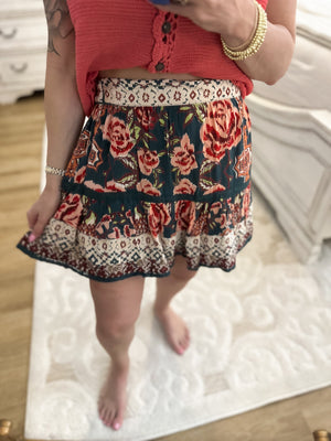 Lennon Floral Print Flowy Skort