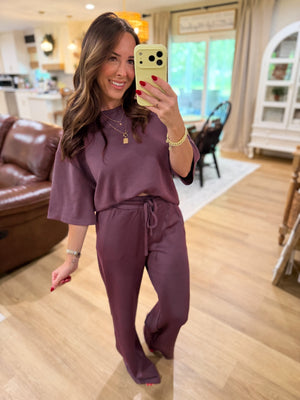 Callum Scuba Drawstring Pants - Plum
