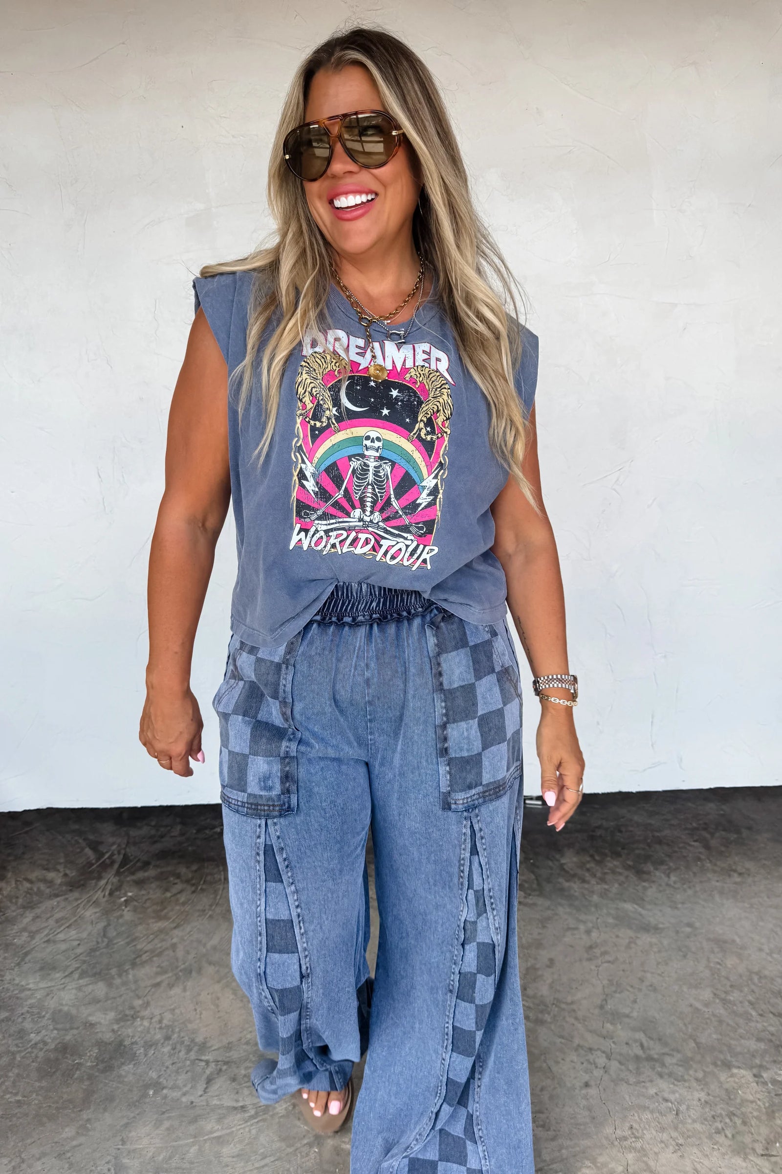 Groove On Checkered Flare Pants