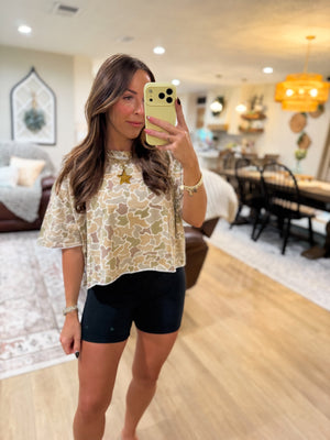 Local Girl Boxy Crop Tee - Forest Desert Camo