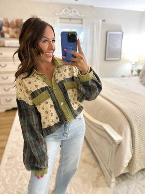 Linsey Vintage Patchwork Plaid Shirt Jacket