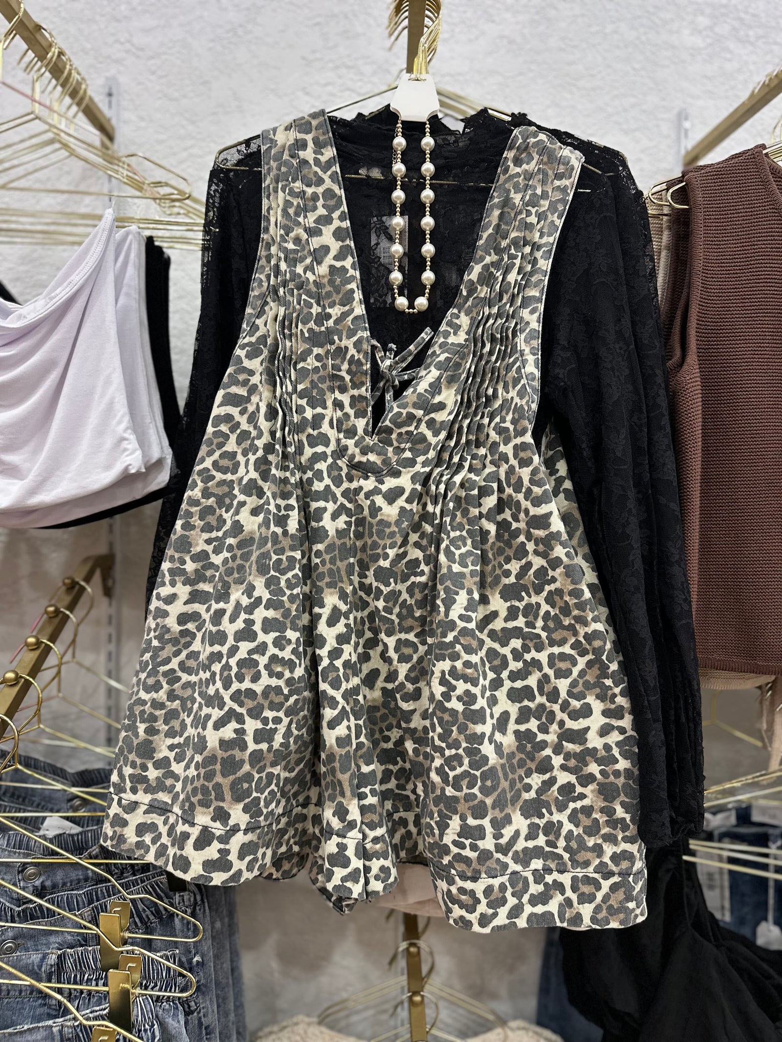 Priscilla Leopard Pleated Romper