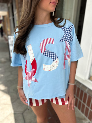 Americana Charm Patchwork Top