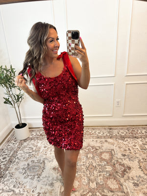 Champagne Problems Sequin Mini Dress - Red