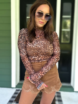 Party All Night Sheer Leopard Printed Top