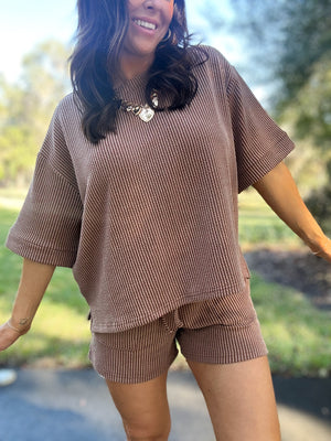 DOORBUSTER - Ali Ribbed Tee - Brown