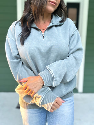 Hollis Acid Wash Fleece Half Zip Pullover