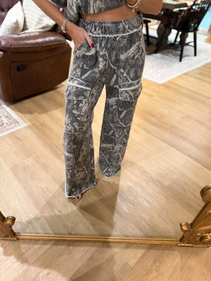 Jade Vintage Wash Camo Cargo's