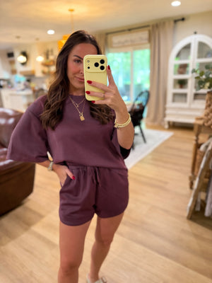 Callum Scuba Oversized Top - Plum