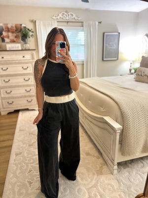 Summer Dreams Wide Legged Lounge Pants - Ash Black