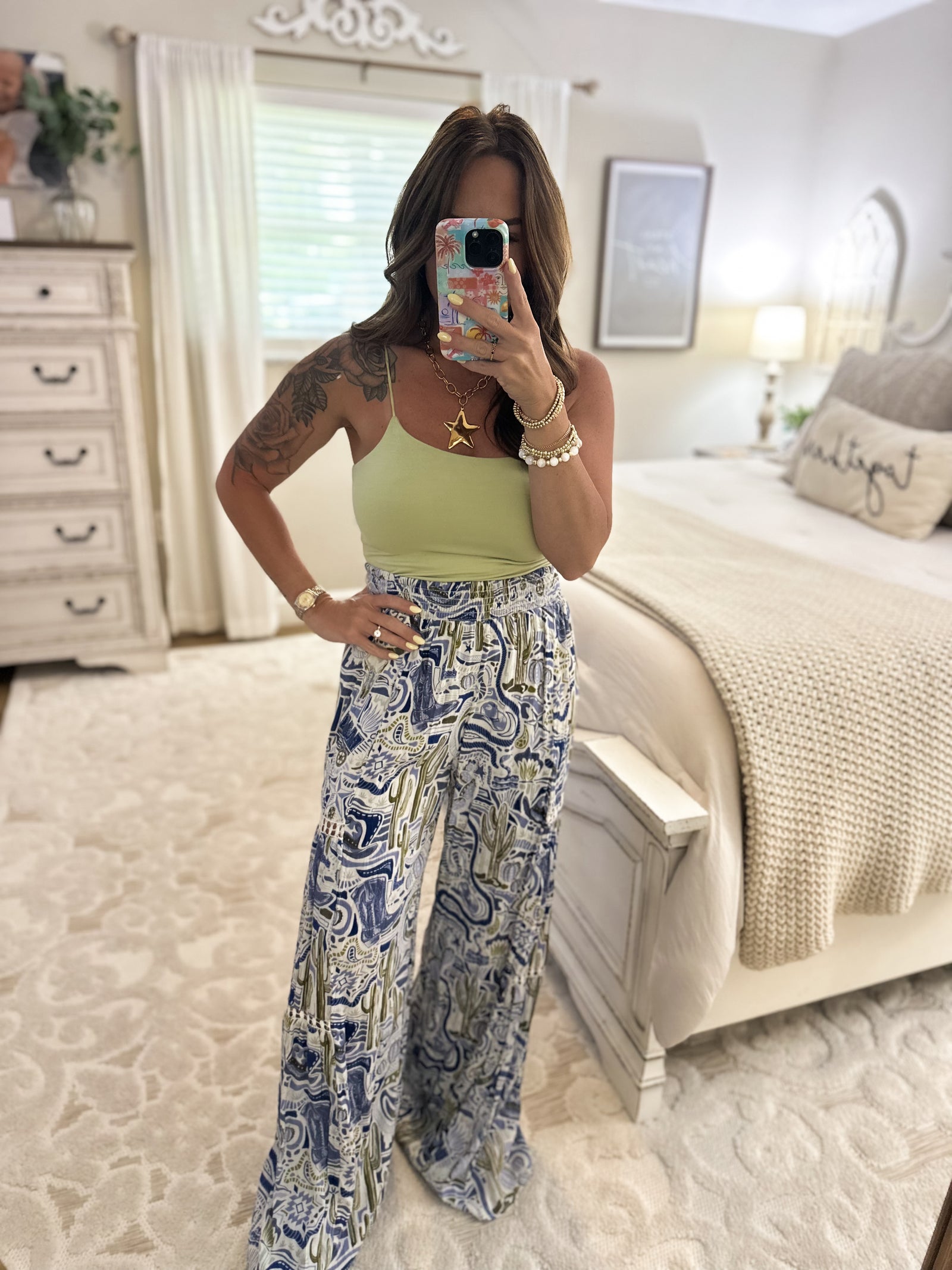 She's Country Wide Leg Pants - Western Print