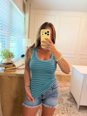 Drake Reversible Striped Tank Top - Dusty Teal