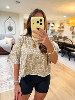Local Girl Boxy Crop Tee - Forest Desert Camo