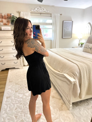 No Worries Strapless Romper - Black