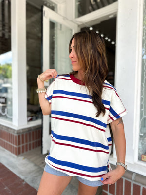 Georgia Multi Striped French Terry Pullover