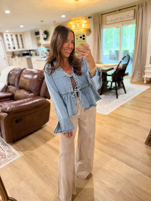 Lauren Denim Tie Front Blouse