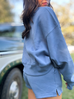 DOORBUSTER - Gabi Round Neck Pullover Dusty Blue