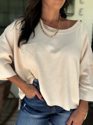 Mandi Mineral Washed Cropped Tee - Bone