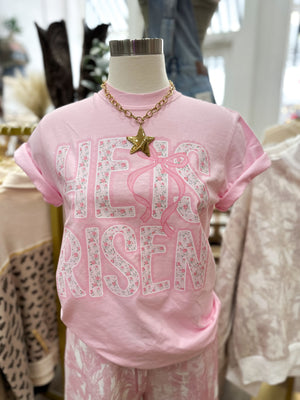 He is Risen Floral Bow Comfort Colors Tee