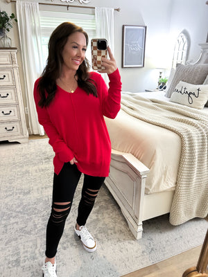 Decisions To Make Tunic Sweater - Red