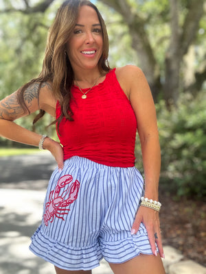 Dana Floral Edge Top - Red