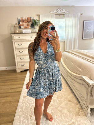 Sidney Floral Print Halter Romper