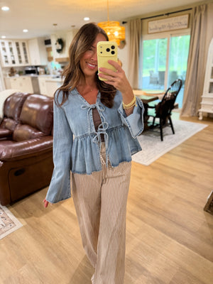 Lauren Denim Tie Front Blouse