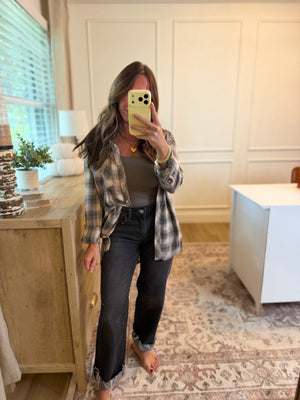 Bonfire Nights Plaid Longsleeve Button Up Top