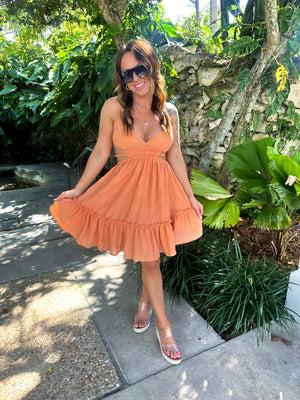 Be A Sweetheart Cutout Mini Dress - Orange