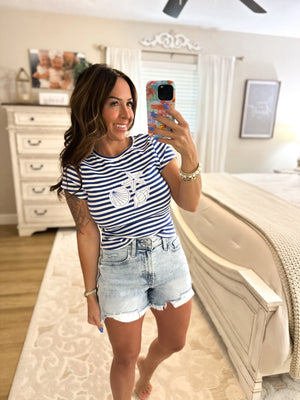 Suntan in The Sand Striped Top - Blue