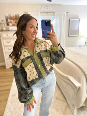 Linsey Vintage Patchwork Plaid Shirt Jacket