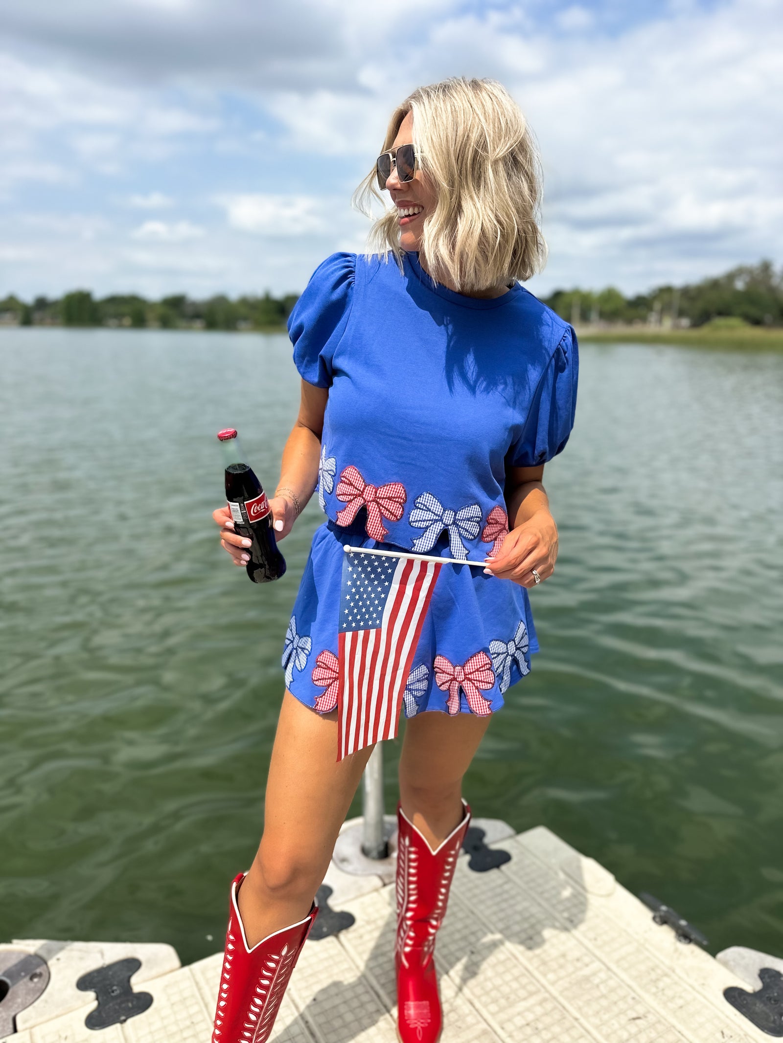 Miss Americana Gingham Bow Puff Sleeve Top