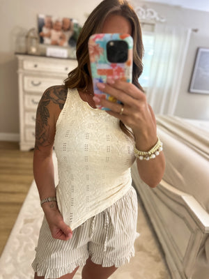 Dana Floral Edge Top - Ivory