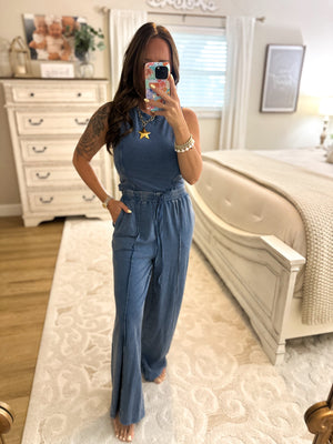 Let's Just Stay Home Lounge Top - Navy