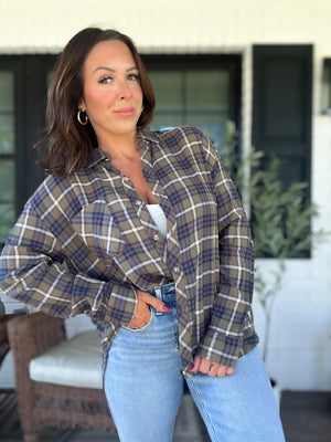 Can't Live Without You Flannel Top- Olive