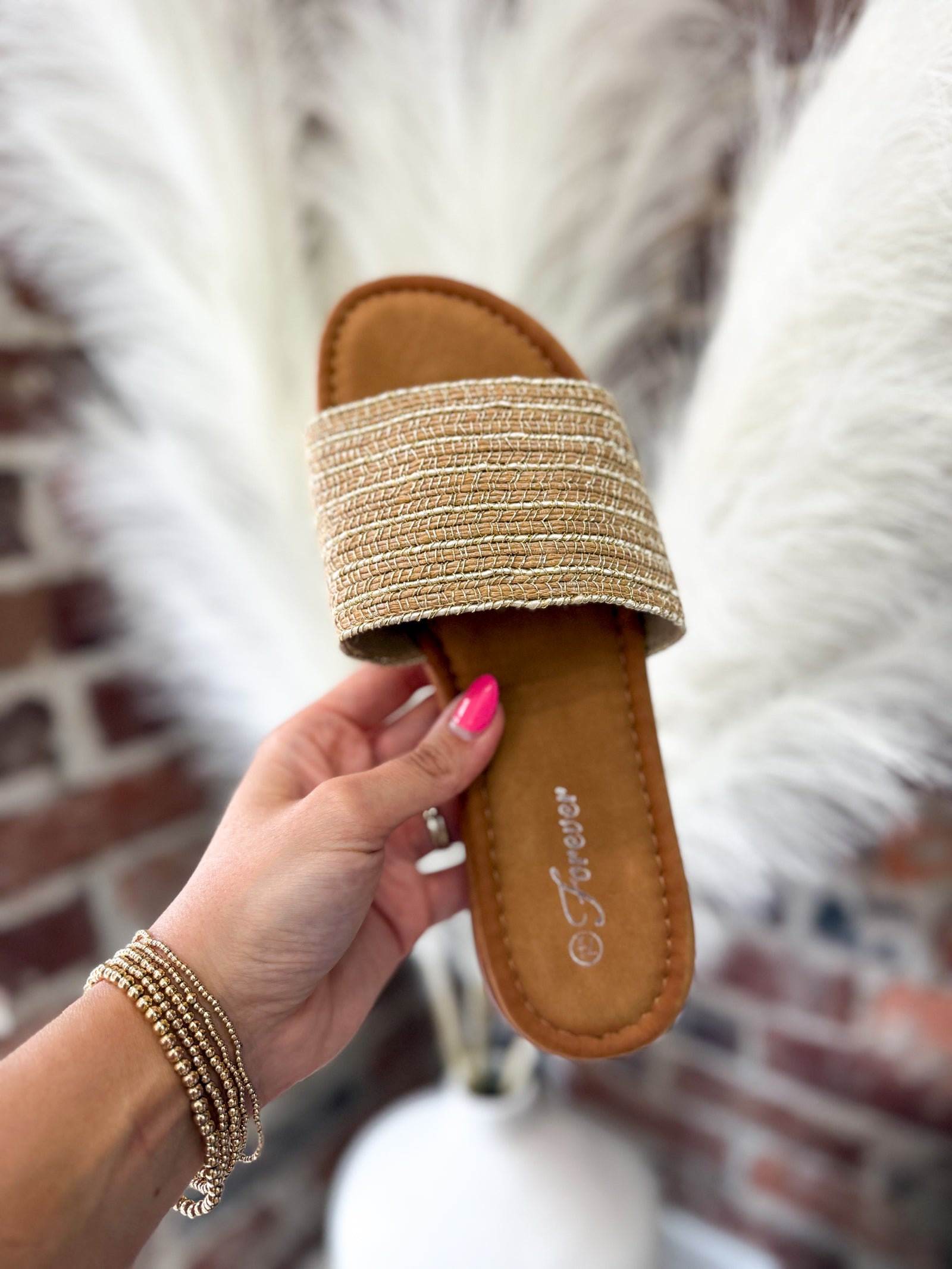 Kate Stitched Sandals - Champagne