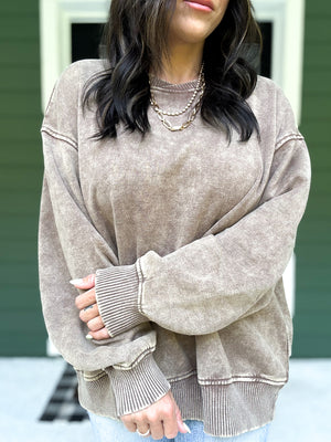 Lennon Acid Wash Oversized Fleece Pullover