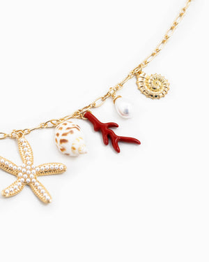 Pearl Starfish Sea Life Charm Necklace