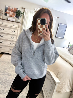 Catch You Later Cropped Hoodie - Gray