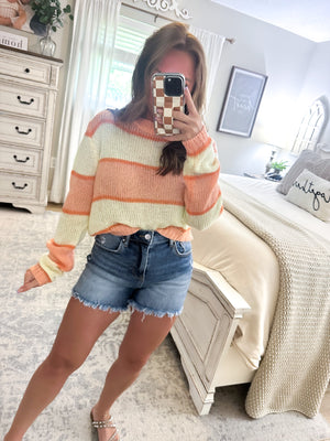 Mad About You Knit Cropped Sweater - Orange/Yellow