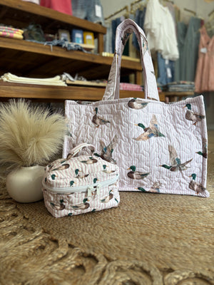Mallory Ducks Icon Pink Quilted Travel Case