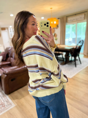 Angie Striped VNeck Sweater