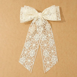 Floral Lace Bow Ribbon Hair Clips