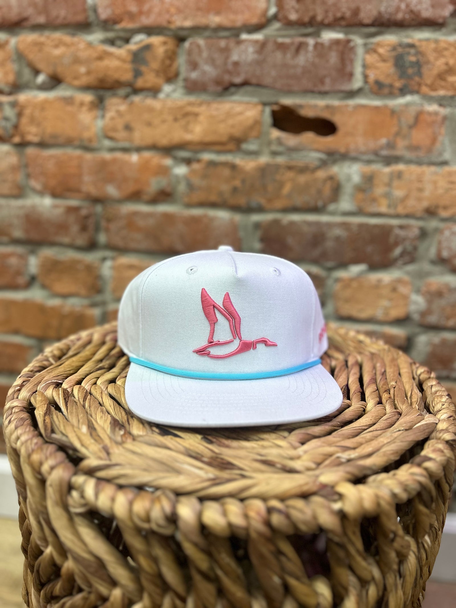 Roost White w/ Pink Duck Canvas Rope Hat